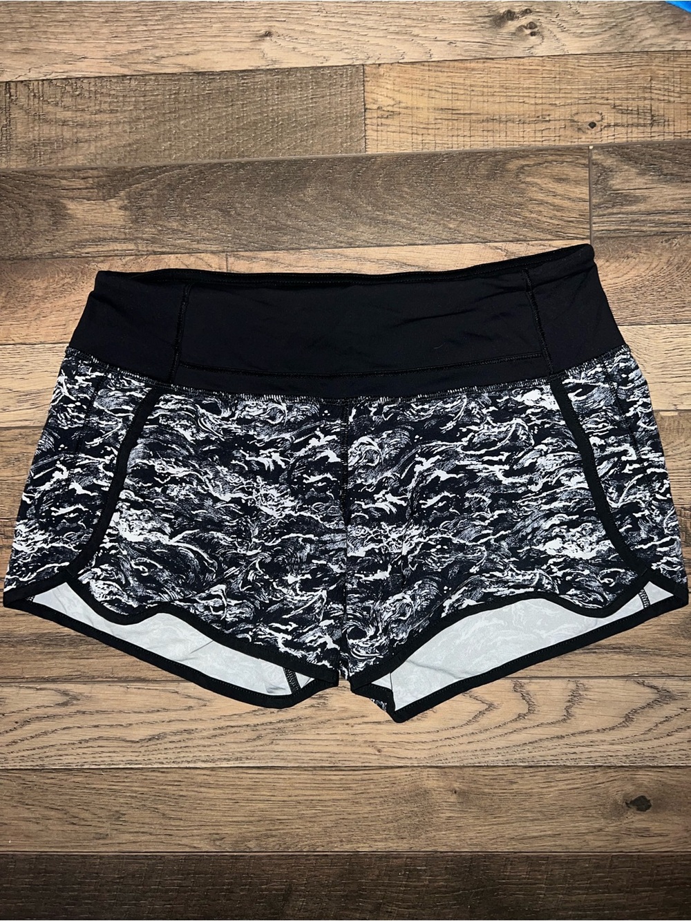Black Marble-Print Women's Performance Shorts
